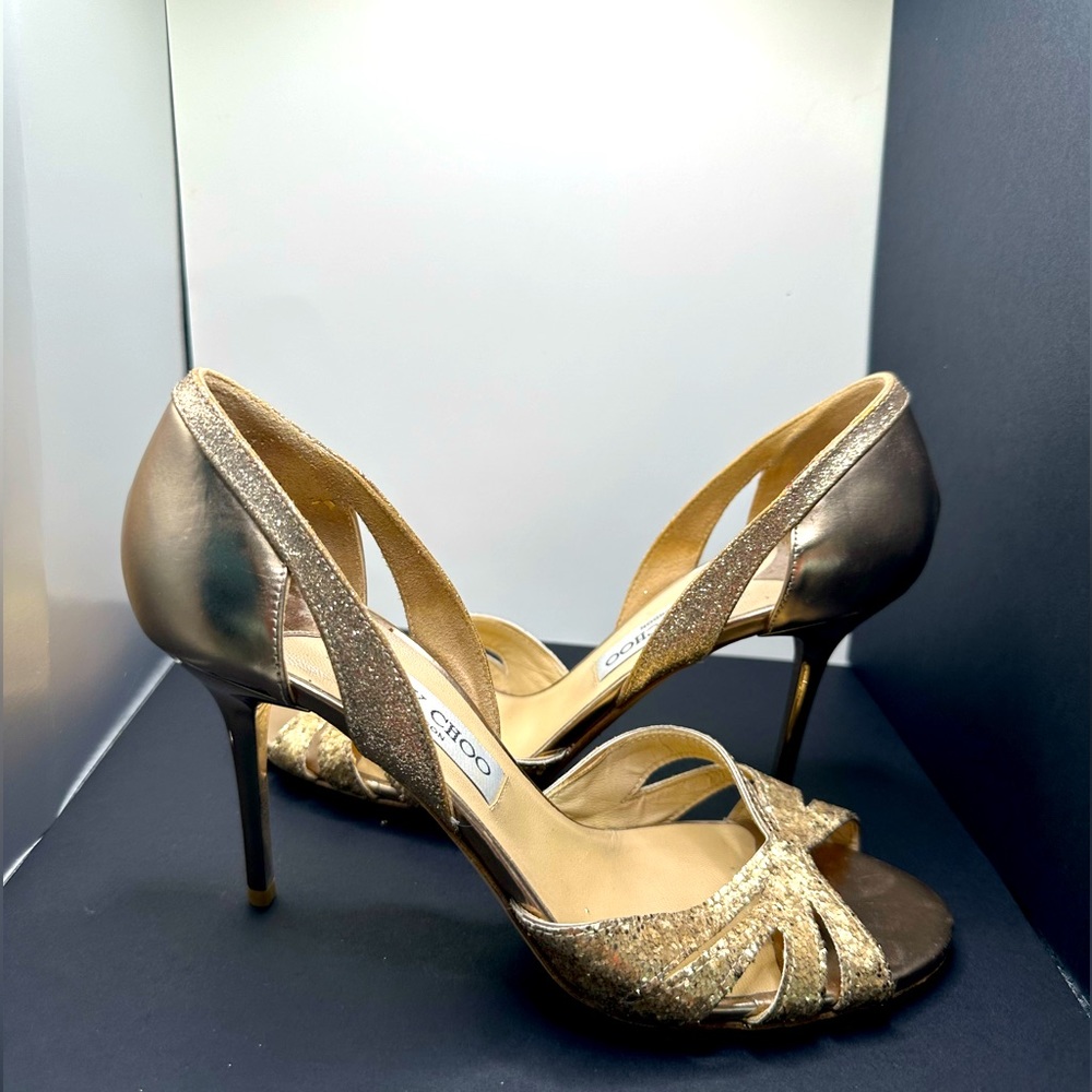 Rose gold Jimmy Choo sparkly heels
